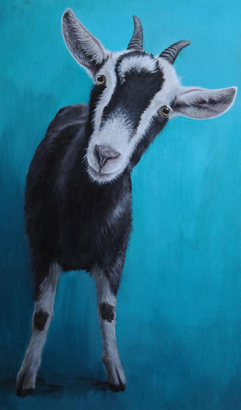 1000x1698 acrylic on board florance the goat title: Can I come with you? By Becky Wilson Prints available. Goat paintings, Goats, Animal paintings