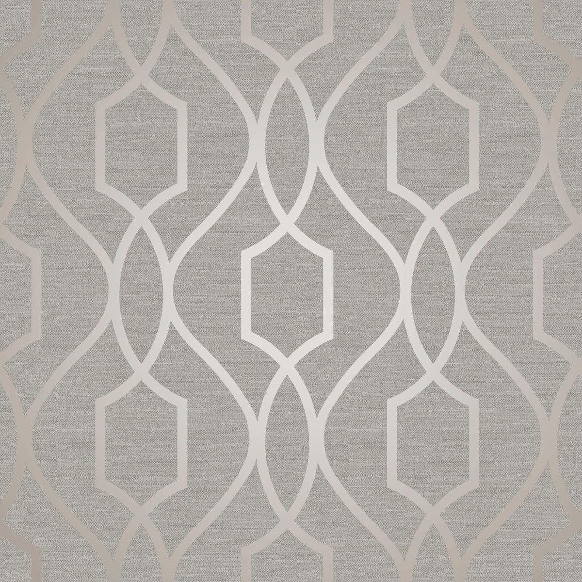 1200x1200 Taupe Apex Geometric Trellis Wallpaper & Taupe Metallic