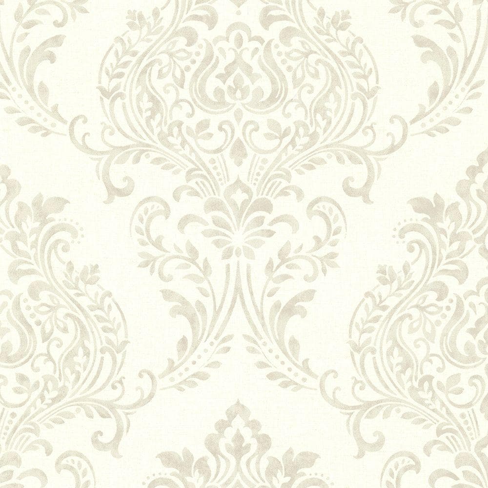 1000x1000 Reviews For Brewster Diane Taupe Damask Taupe Wallpaper Sample 22016SAM Home Depot