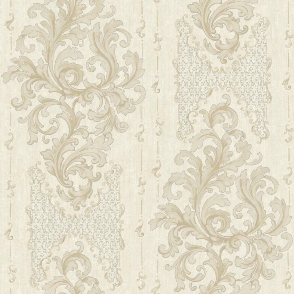 1000x1000 Saint Augustine Embroidered Damask BQ3829 Antique White Taupe Wallpaper