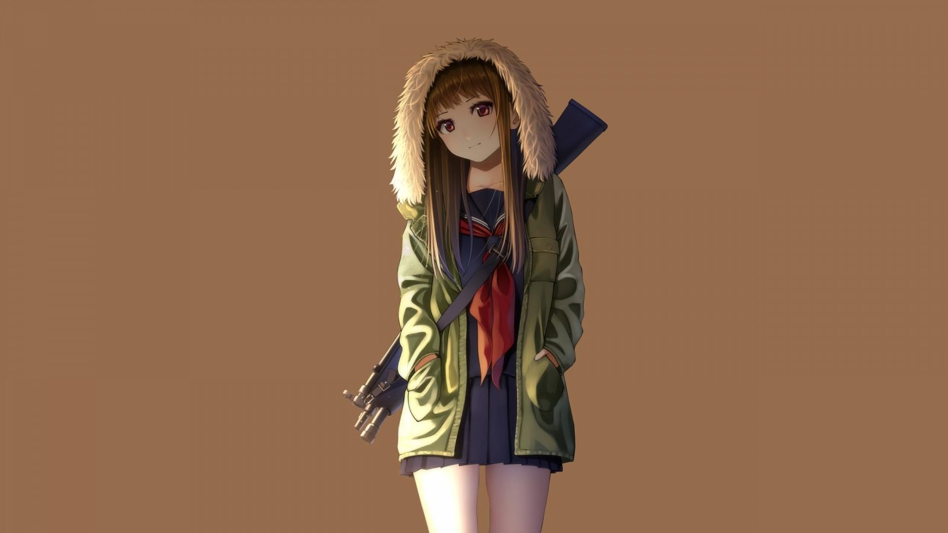 1920x1080 Hoodie Cute Anime Girl Wallpaper