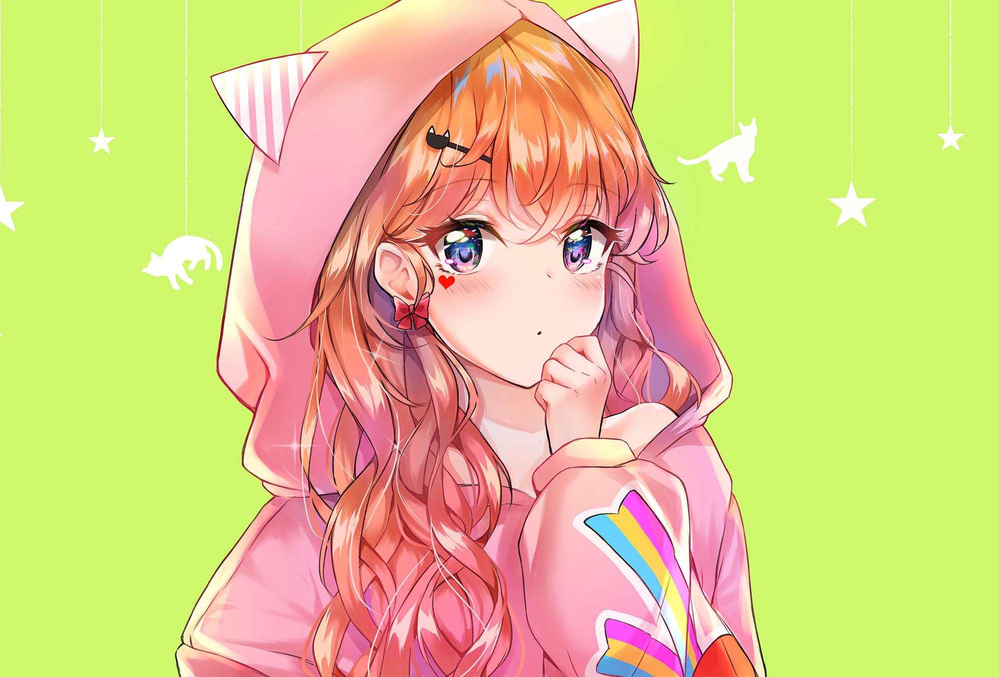 2000x1356 Anime Girl Hoodie Wallpaper