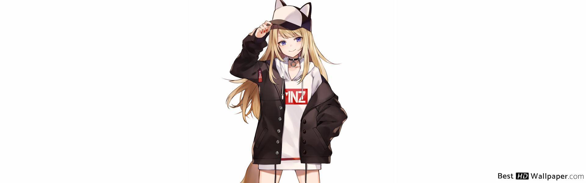 1920x600 Hoodie Cool Anime Girl Wallpaper