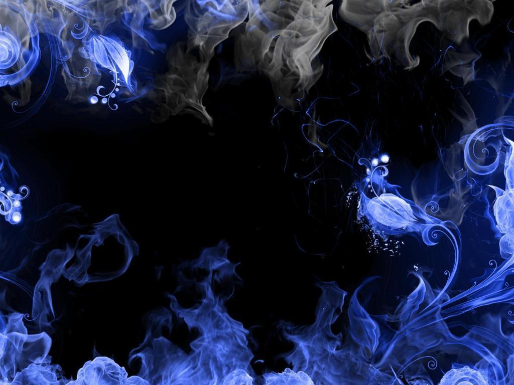 1024x768 Black And Blue Smoke Wallpaper