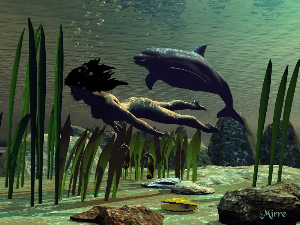 1024x768 Download Wallpaper dolphin mermaid, 1024x Dolphin and mermaid
