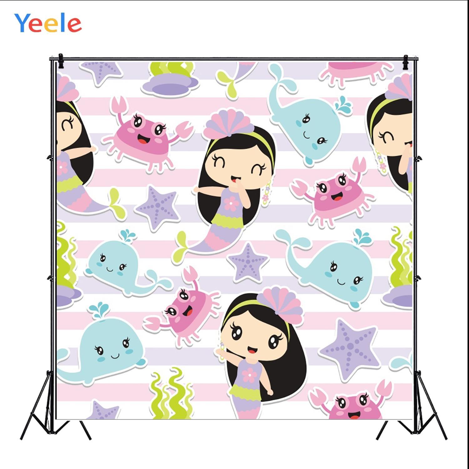 1499x1500 Yeele Mermaid Dolphin Seabed Little Baby Kid Party Wallpaper Of Photography Backdrops Photographic Background For Photo Studio at the price of $4.49 in