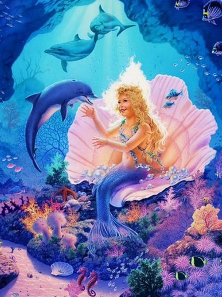 768x1024 Little Mermaid Princess iPad wallpaper