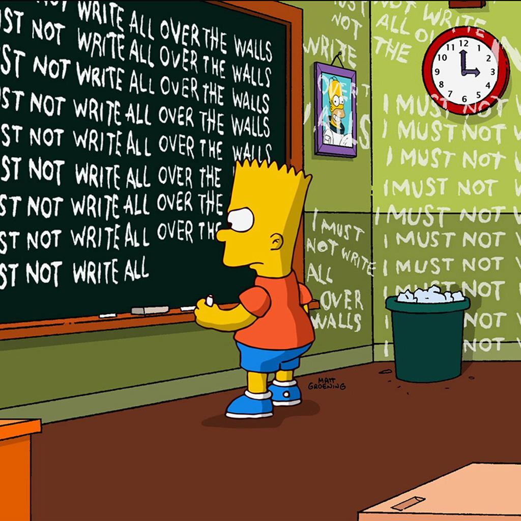1024x1024 Bart Simpson Simsons Catoon School Art Illustration Wallpaper