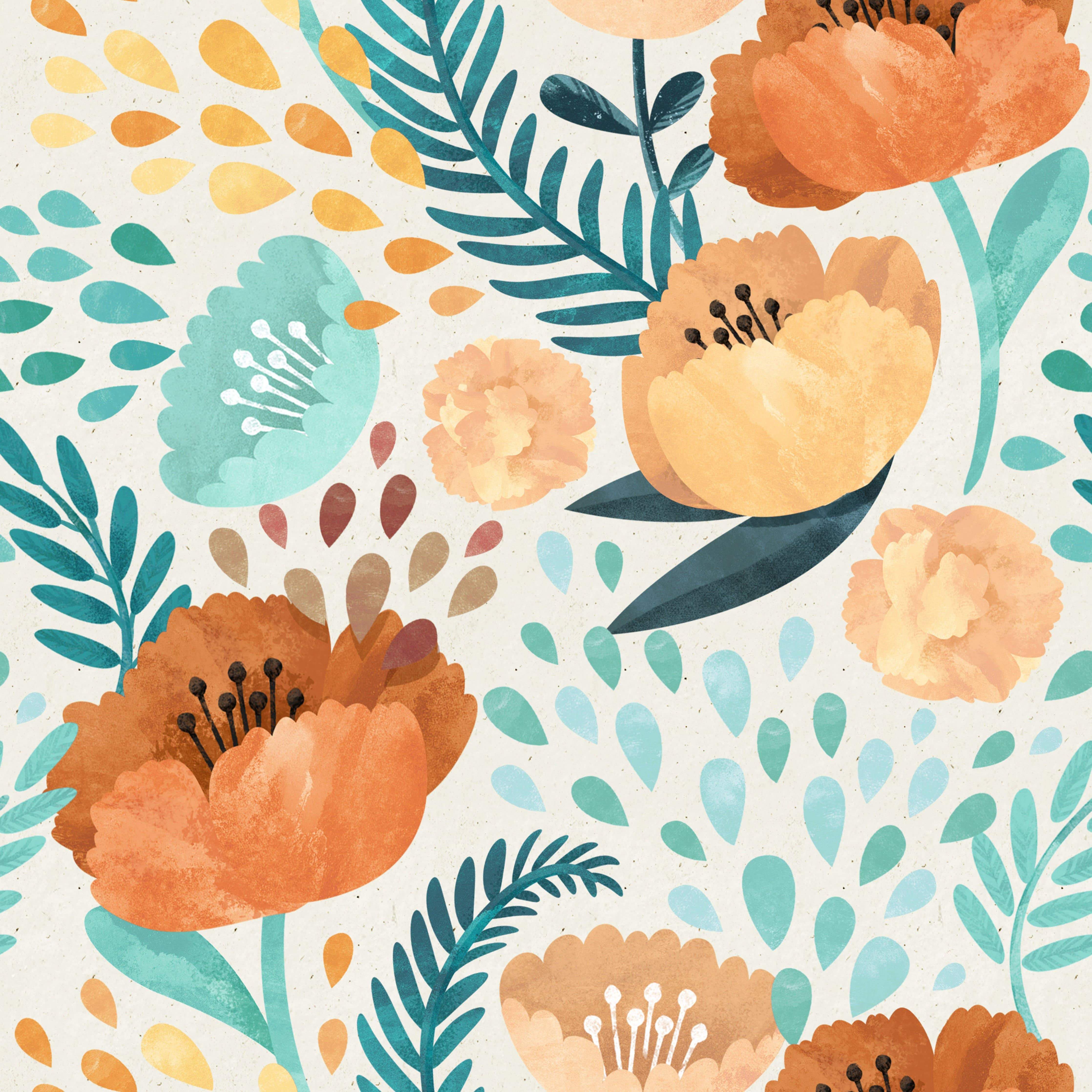 4472x4472 Vintage Poppy Flowers Wallpaper