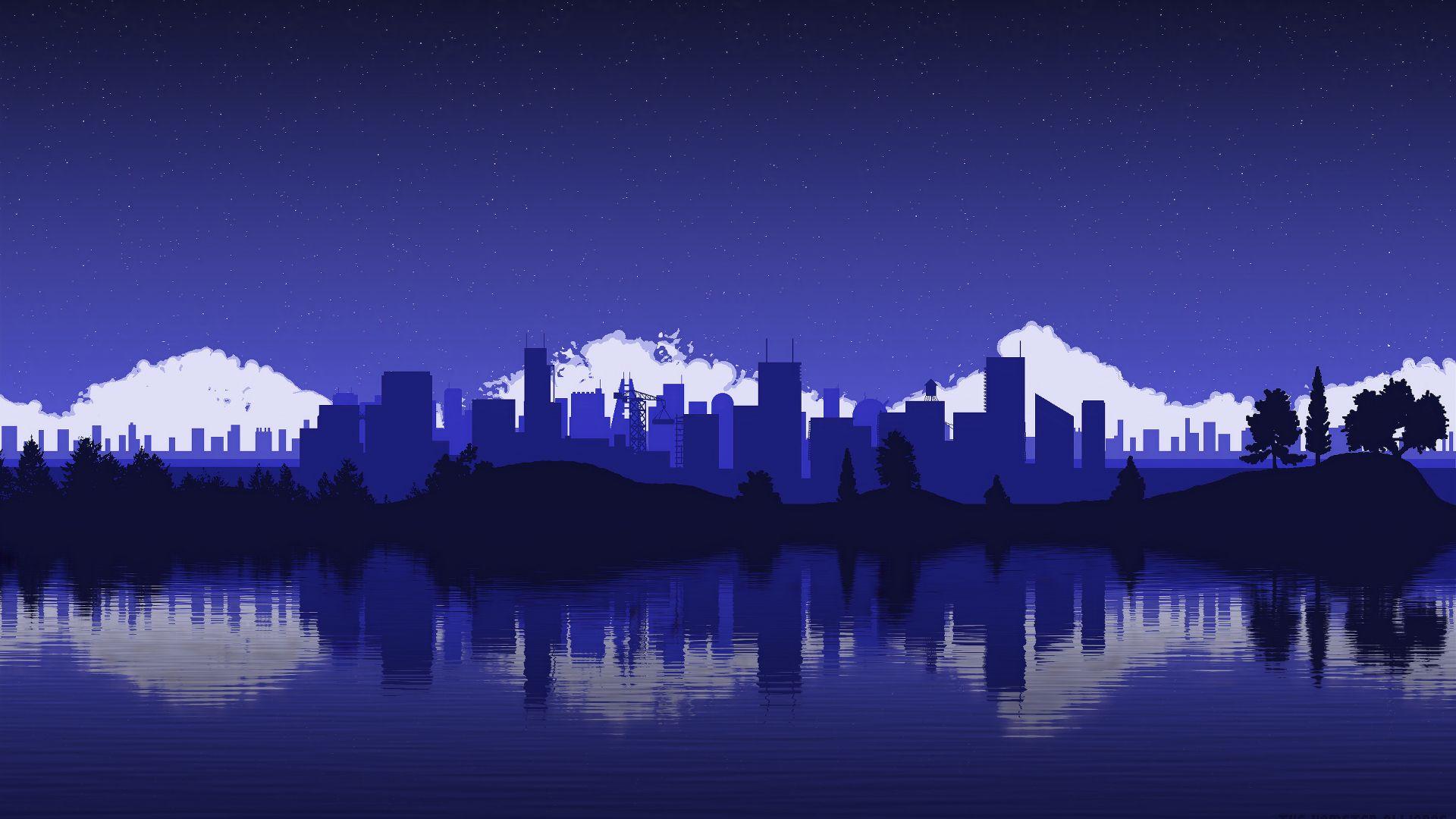 1920x1080 Desktop wallpaper blue, cityscape, city, minimalist, HD image, picture, background, 97c4d0