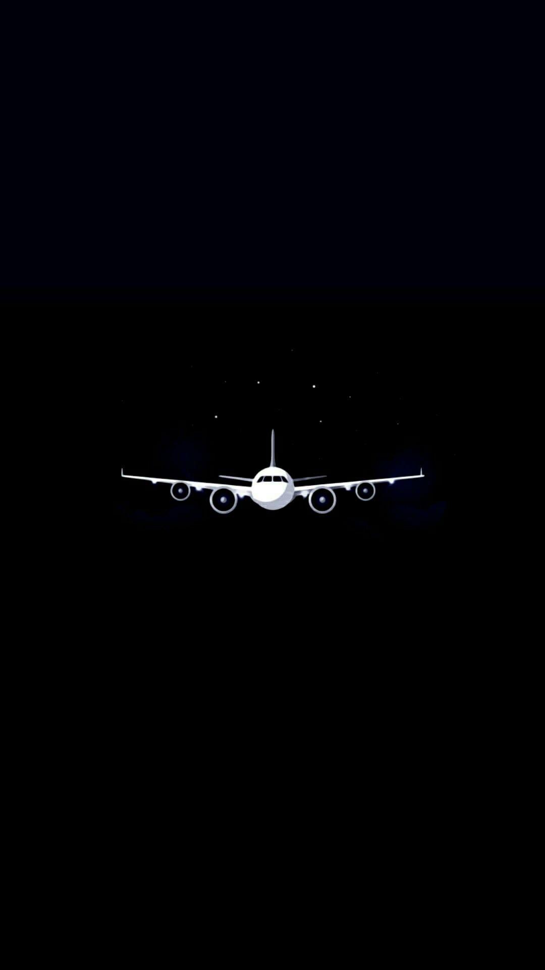 1080x1920 Minimal Plane Black Wallpaper