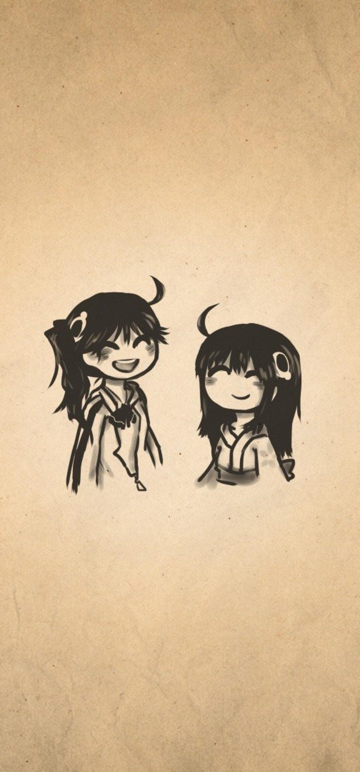 1440x3088 Download 1440x3088 Bakemonogatari, Araragi Tsukihi, Araragi Karen, Chibi Wallpaper for Samsung Galaxy Note 20 Ultra