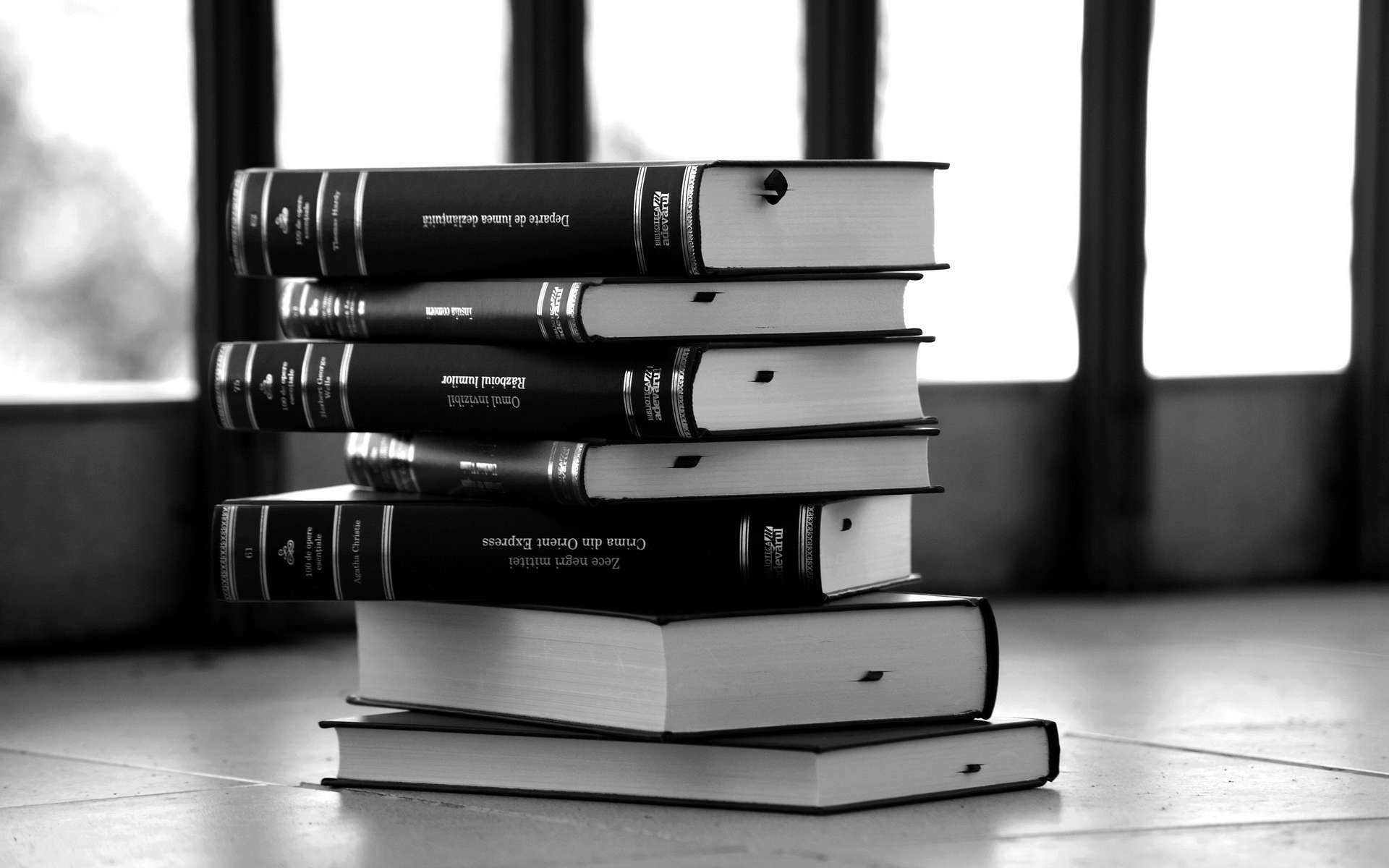 1920x1200 Black & White Books Wallpaper HD HD Wallpaper