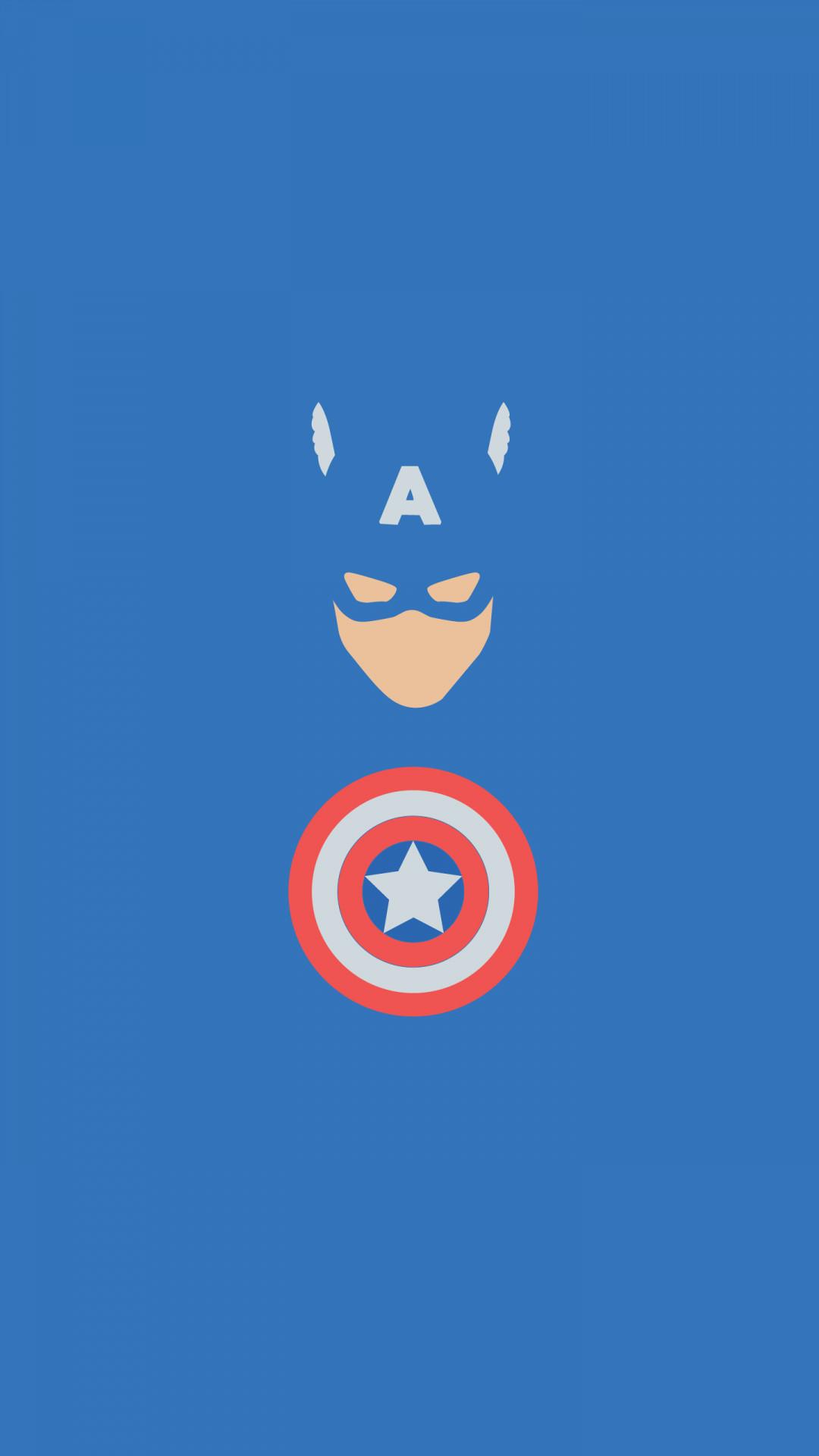 1080x1920 Captain America minimal art with shield Mobile Wallpaper