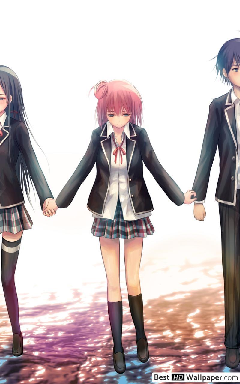 800x1280 Oregairu Hacchiman, Yukinoshita Yukino, Yuigahama Yui, Together HD wallpaper download