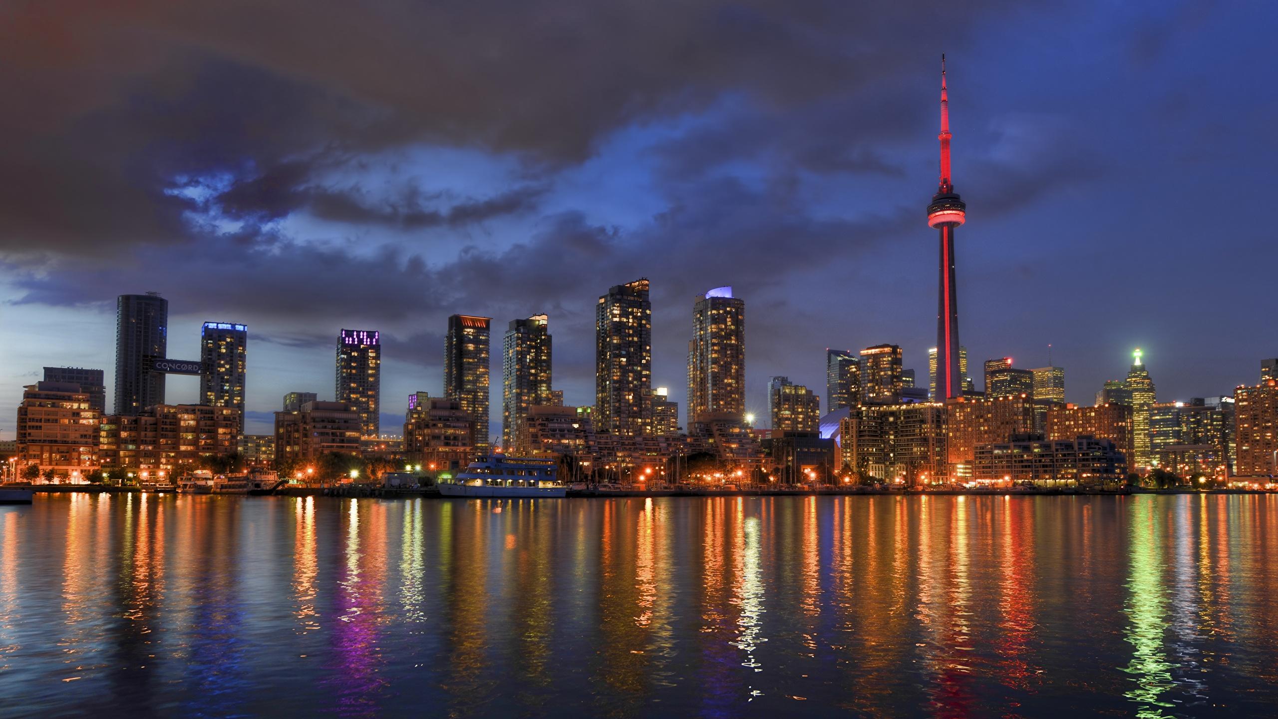 2560x1440 Photos Toronto Canada Lake Ontario Coast Houses Cities 2560x1440