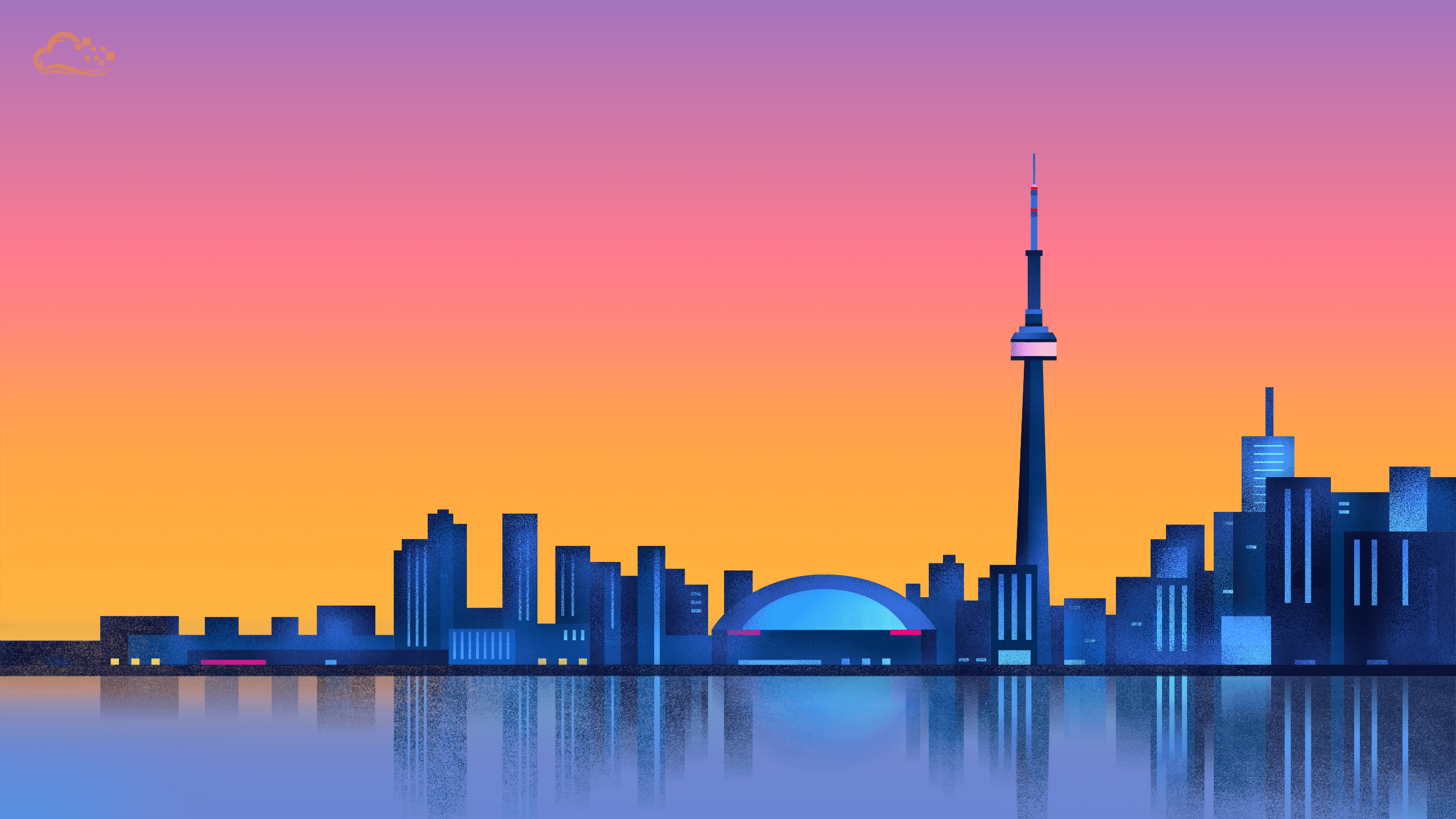 2560x1440 City Sunset Minimalism Reflection Toronto Wallpaper:2560x1440