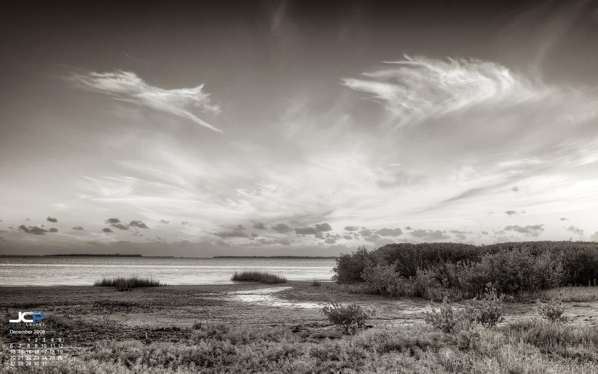 1920x1200 Free Desktop Calendar Wallpaper: Pine Island Florida sepia landscape