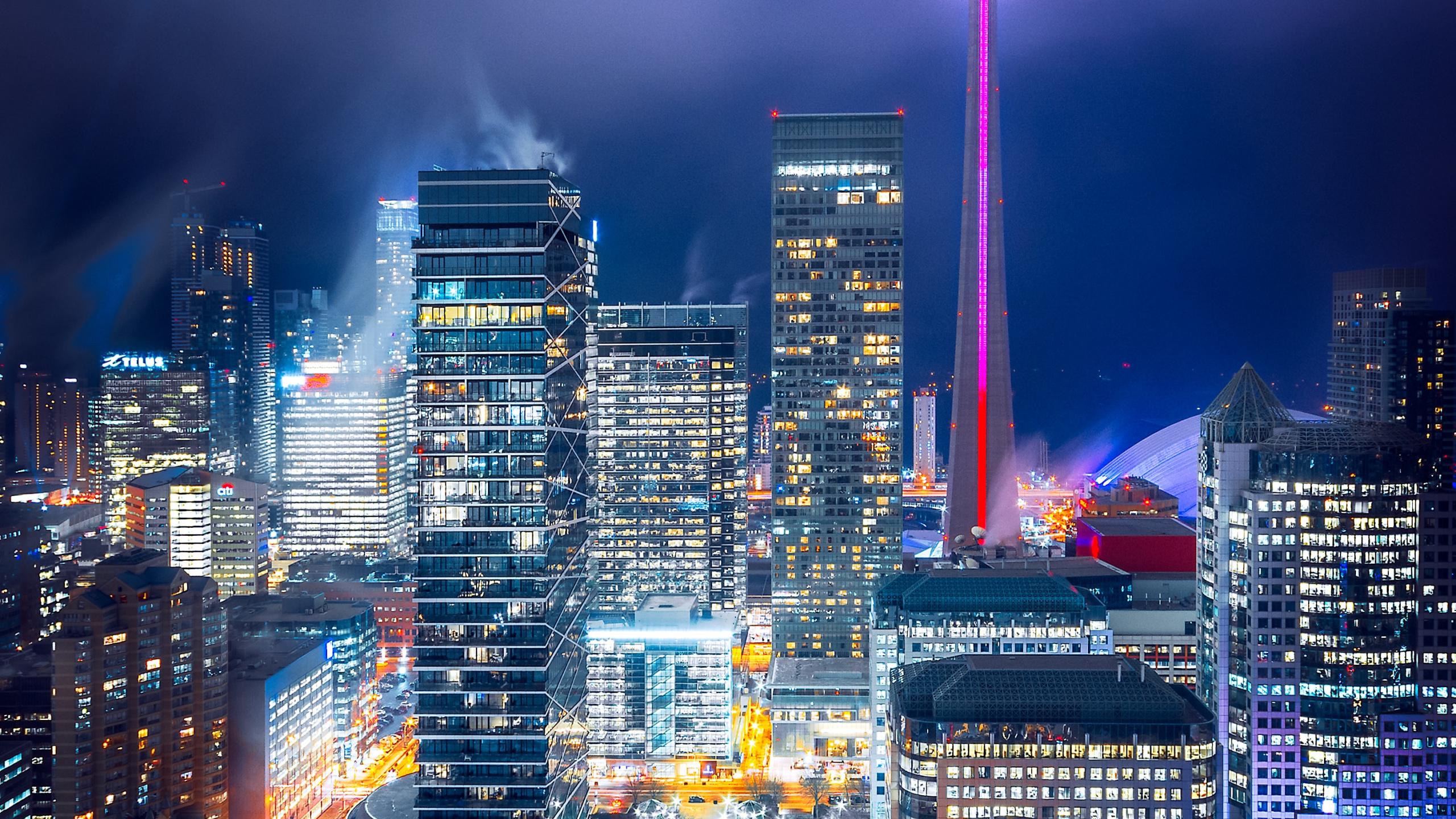 2560x1440 Download Toronto, cityscape, high towers, buildings, lights wallpaper, 2560x Dual Wide, Widescreen 16: Widescreen