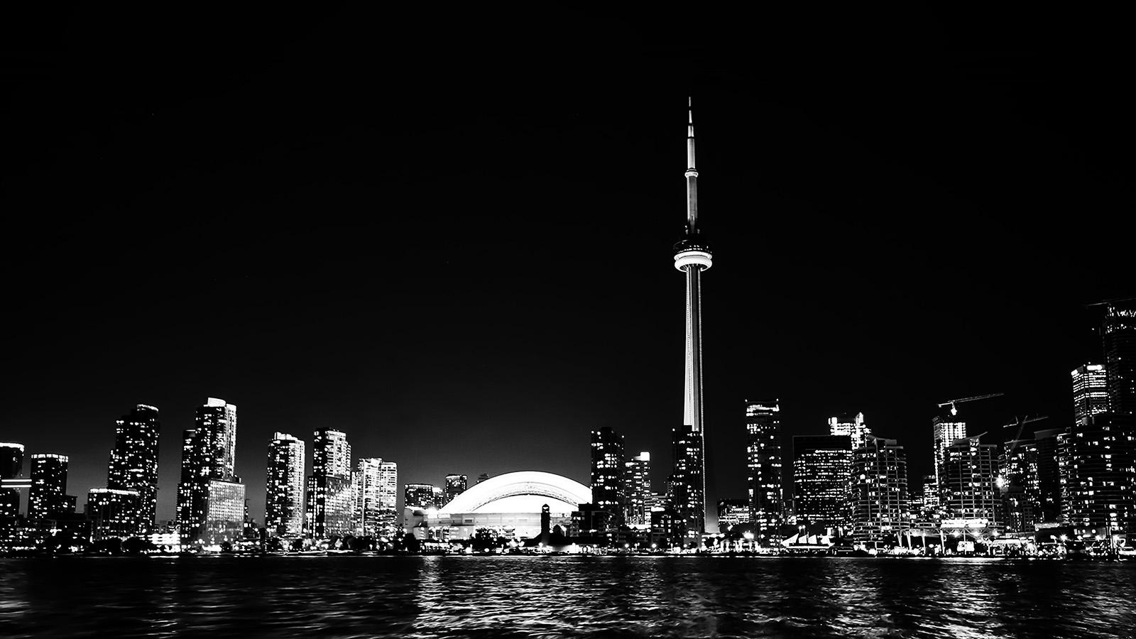 1600x900 Toronto City Night Missing Tower Dark Cityview Bw Wallpaper