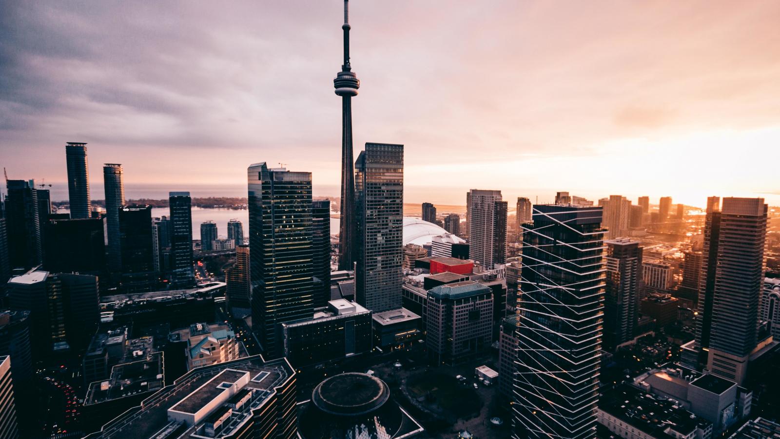 1600x900 Download 1600x900 wallpaper skycrappers, buildings, cityscape, sunset, toronto, widescreen 16: widescreen, 1600x900 HD image, background, 8334