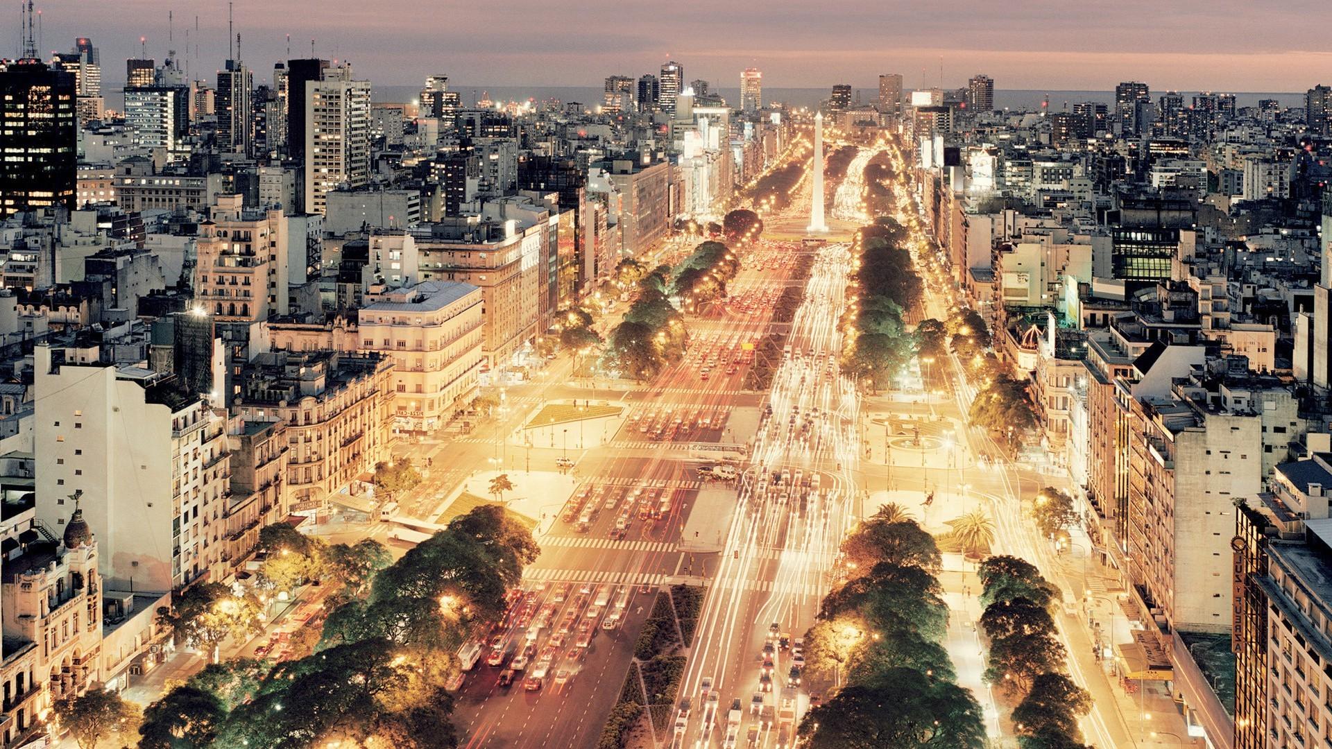 1920x1080 city, Car, Road, Trees, Building, Night, Buenos Aires Wallpaper HD / Desktop and Mobile Background