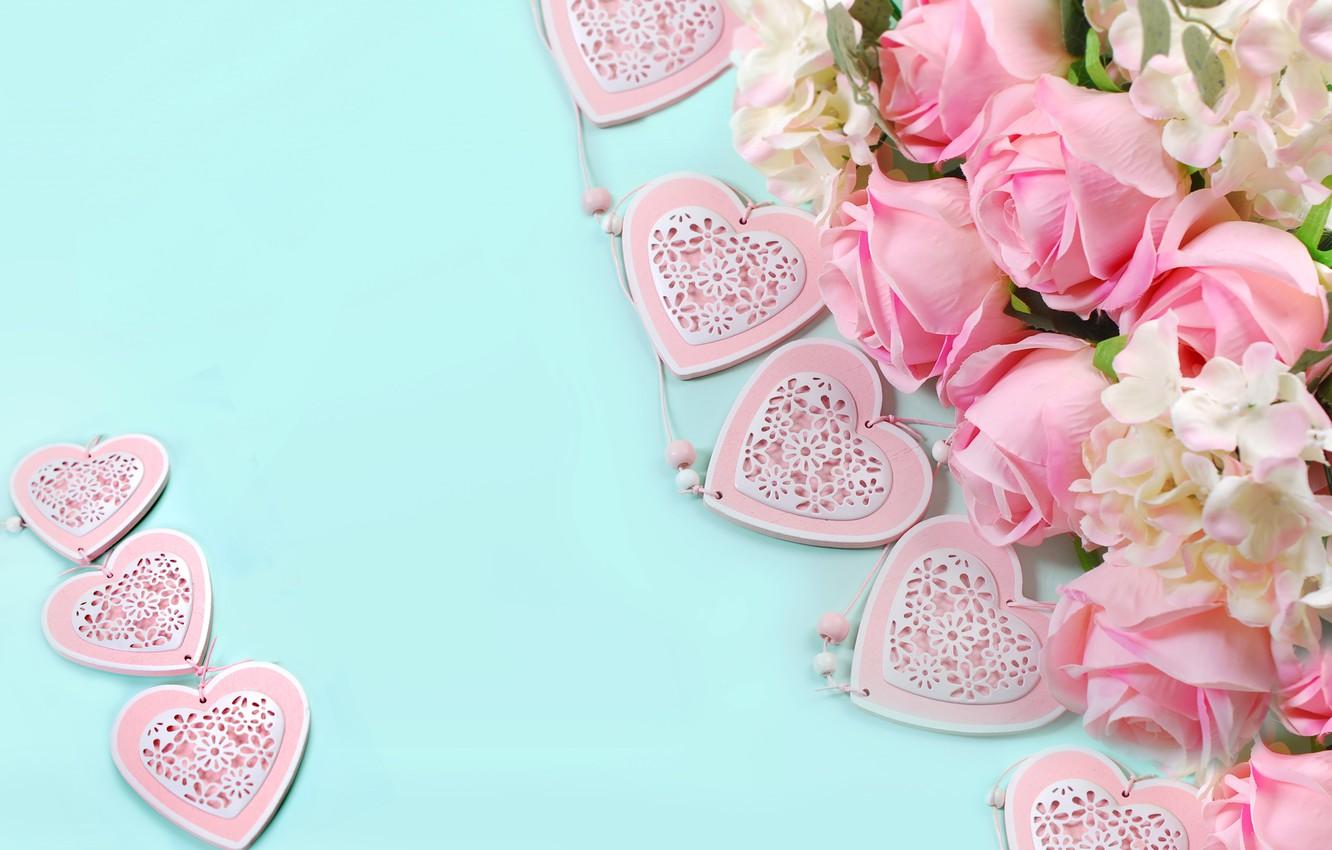 1332x850 Wallpaper roses, hearts, love, heart, pink, flowers, romantic, petals, roses, pink roses, pastel image for desktop, section праздники