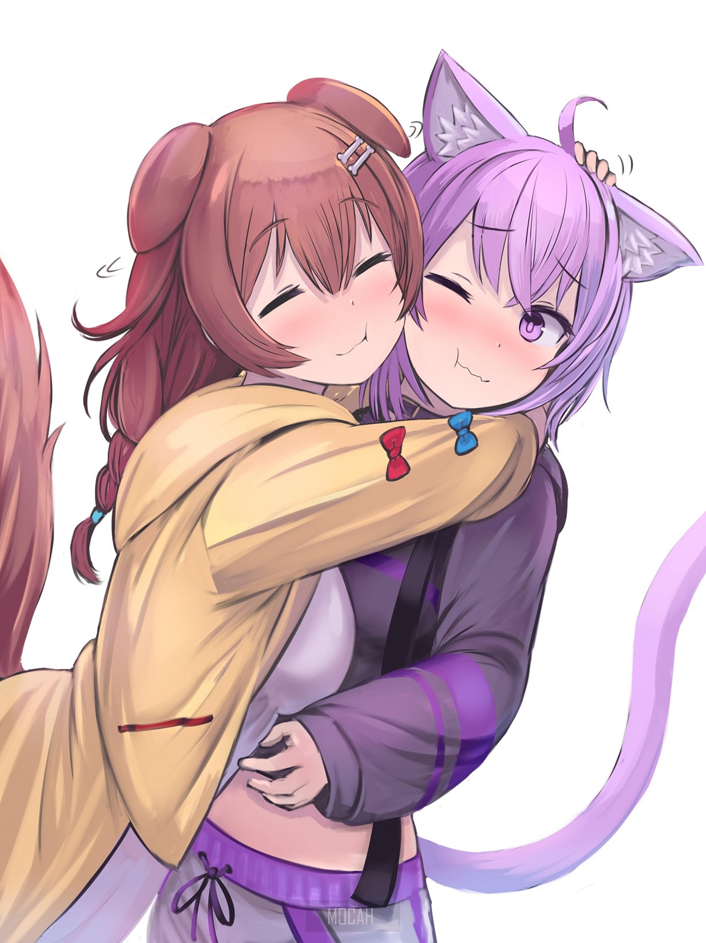 2246x3000 anime, anime girl, Hololive, Virtual Youtuber, Inugami Korone, Nekomata Okayu wallpaper download, 2246x3000. Mocah HD Wallpaper