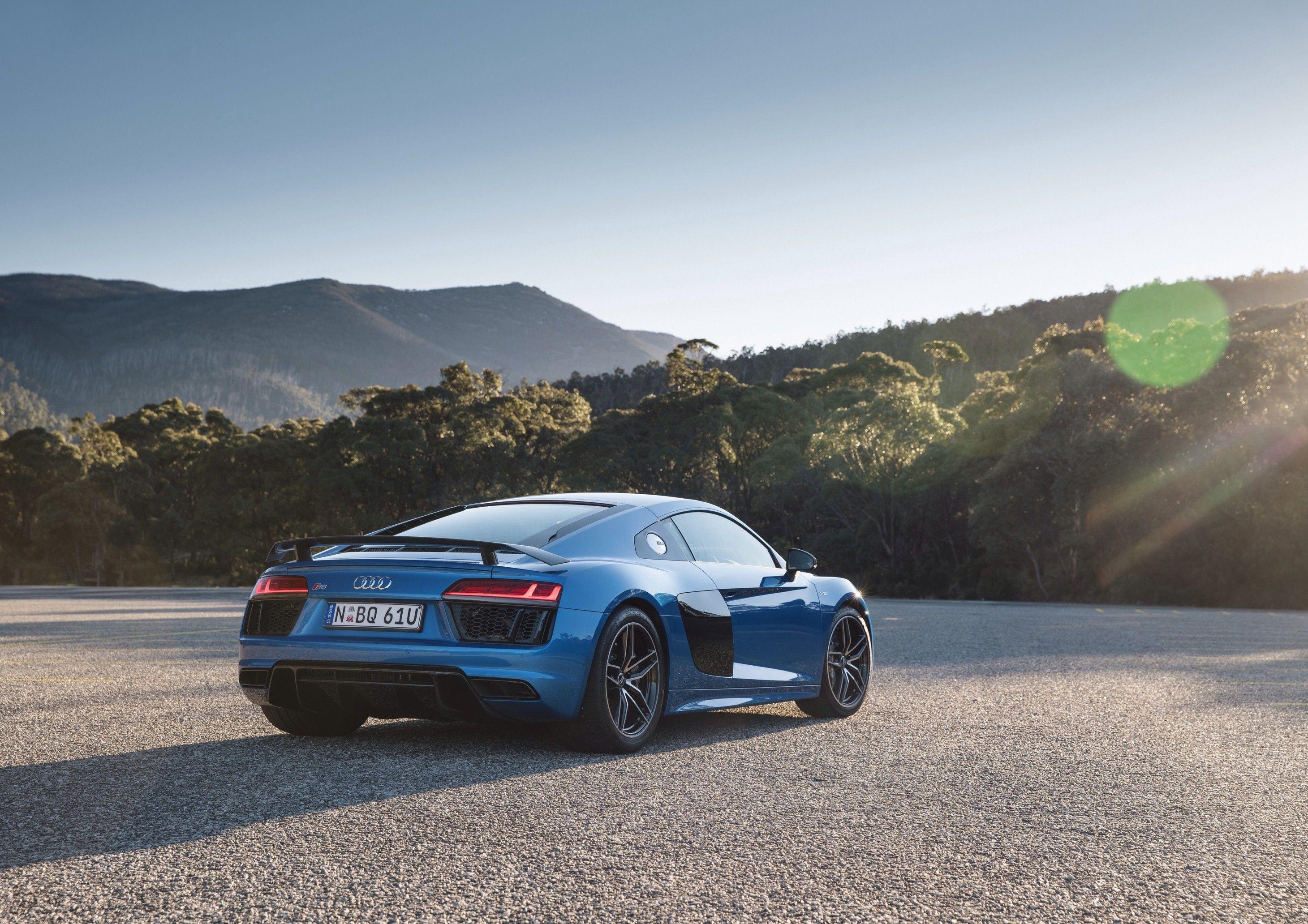 2920x2064 Download 2920x2064 Audi R8 V Blue, Back View, Bokeh, Cars