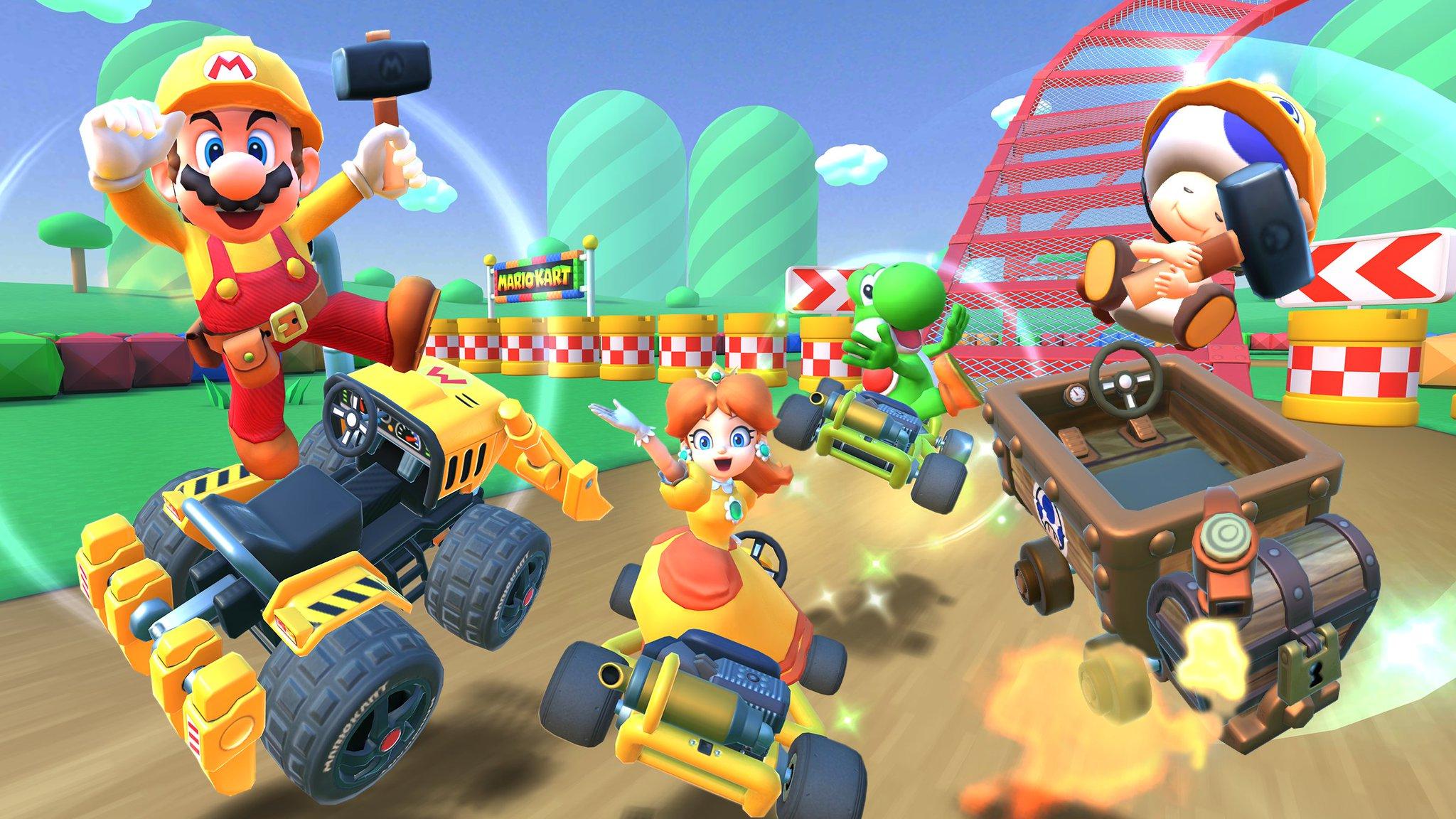 2048x1152 Mario Kart Tour Trick Tour is almost over. Thanks for racing! Next up in #MarioKartTour: get ready for the rolling fields and pleasant pastures of Daisy Hills! The Flower