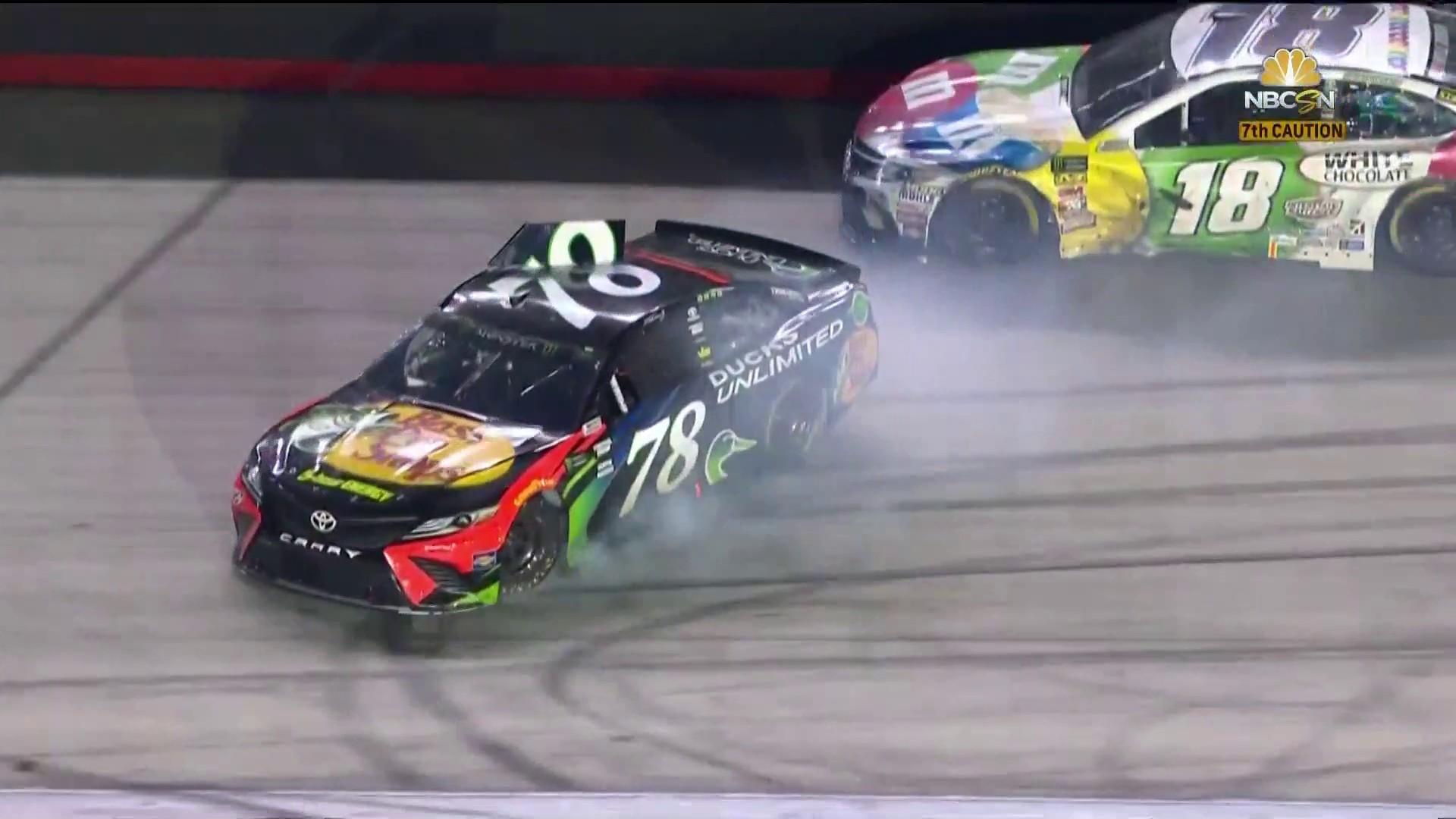 1920x1080 Martin Truex Jr. gets hit, sent to the wall by Kyle Busch at Bristol