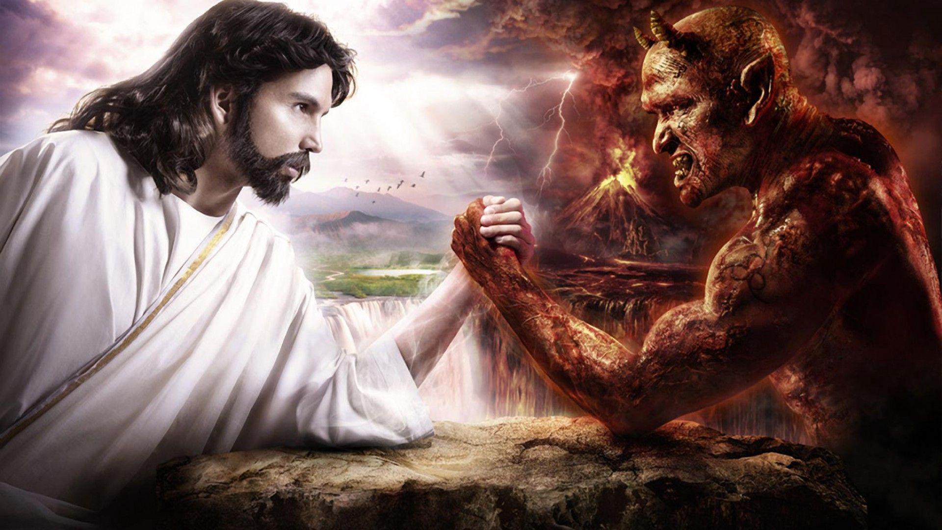 1920x1080 fantasy jesus vs satan arm wrestling [1920x1080]. Jesus wallpaper, Jesus, Satan