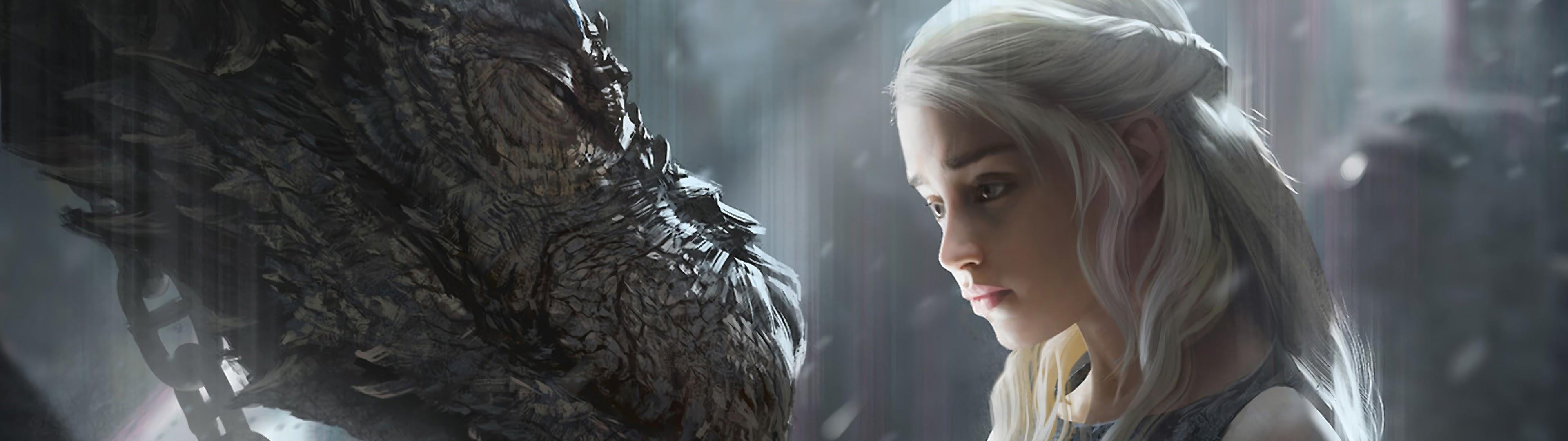 3840x1080 Daenerys Targaryen, Dragon, Game Of Thrones, 4k, Of Thrones