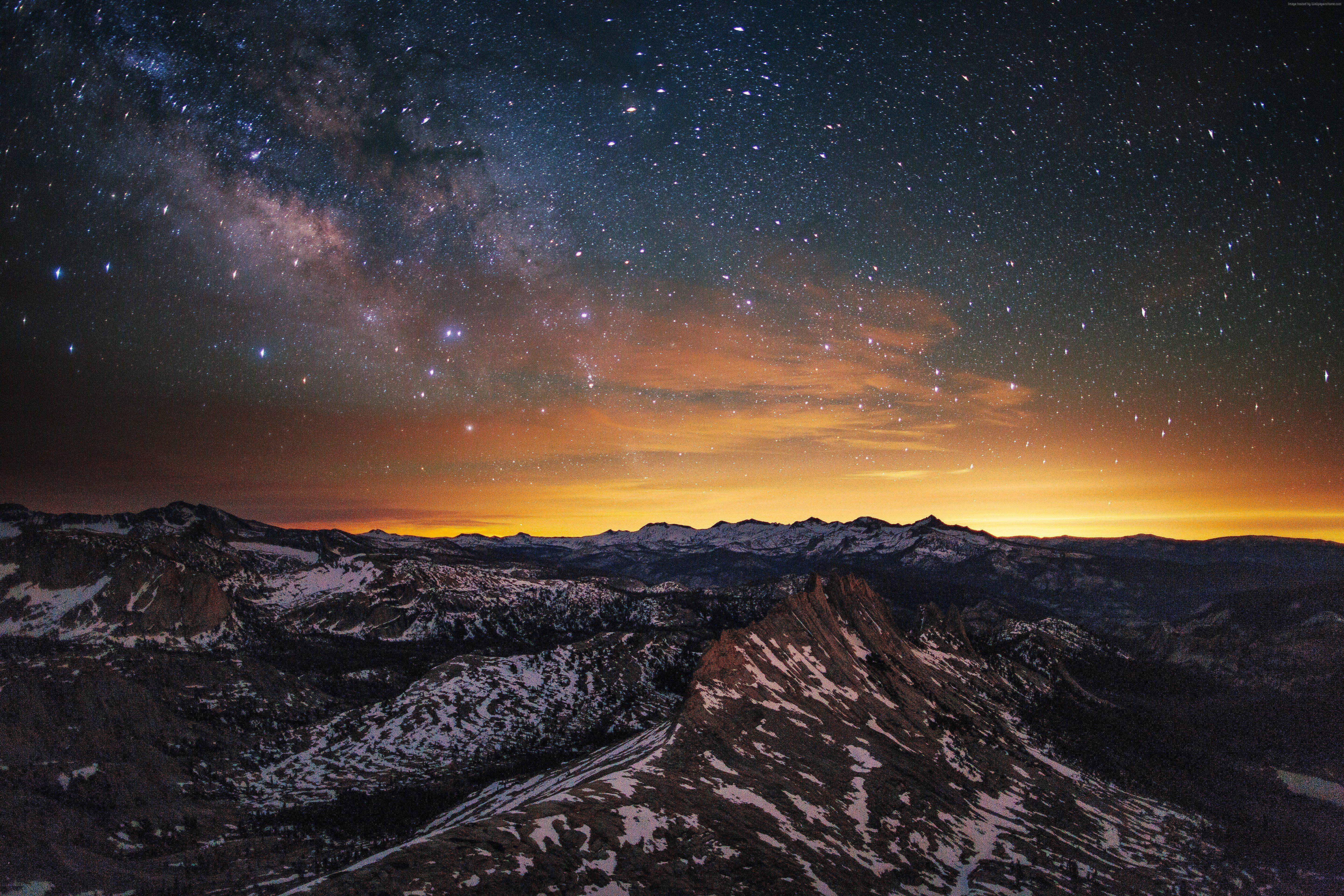 5760x3840 Yosemite 5k Wallpaper Forest Stars Sunset Osx Apple