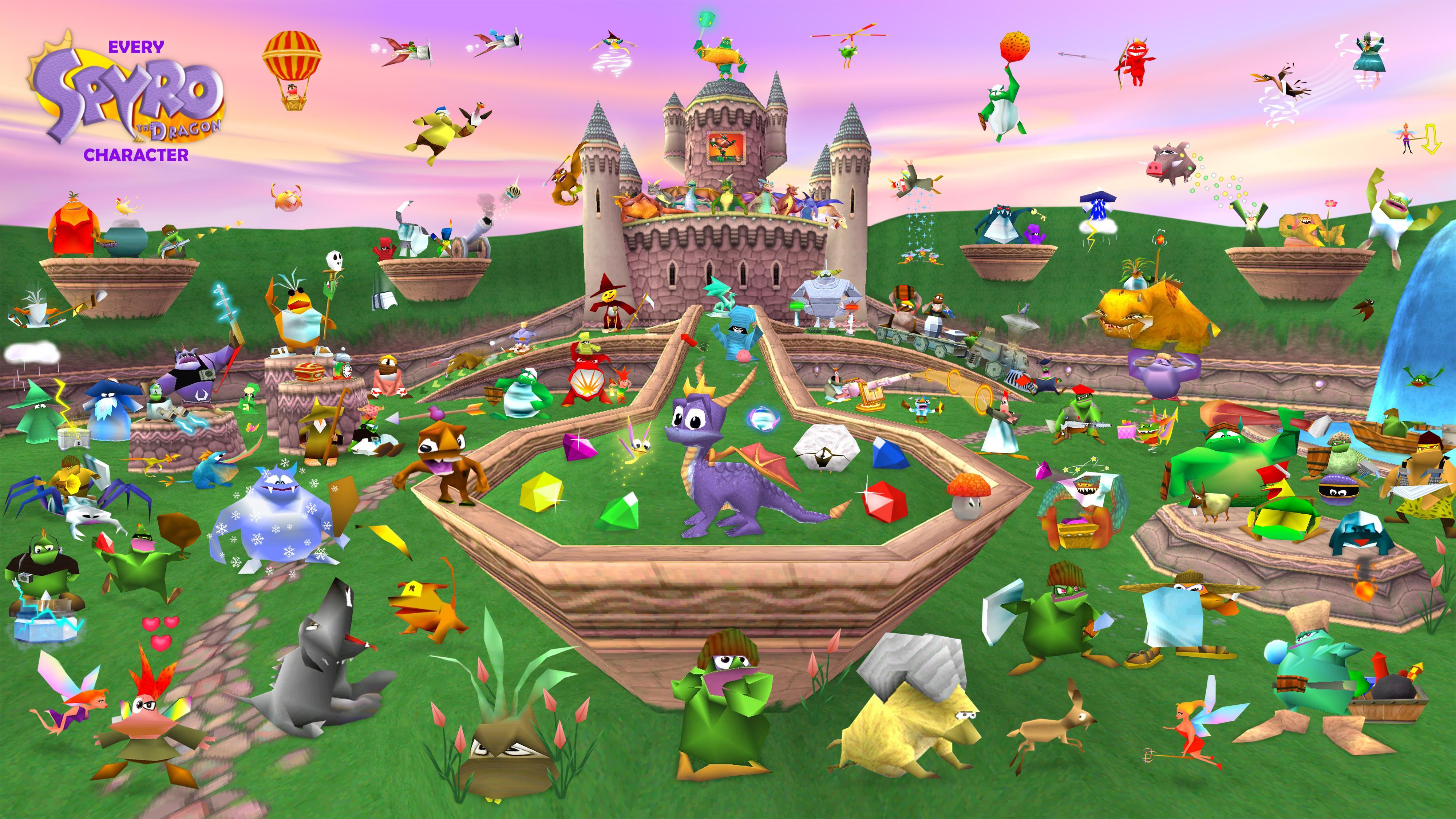 4000x2250 Every Character In Spyro the Dragon Wallpaper: Spyro