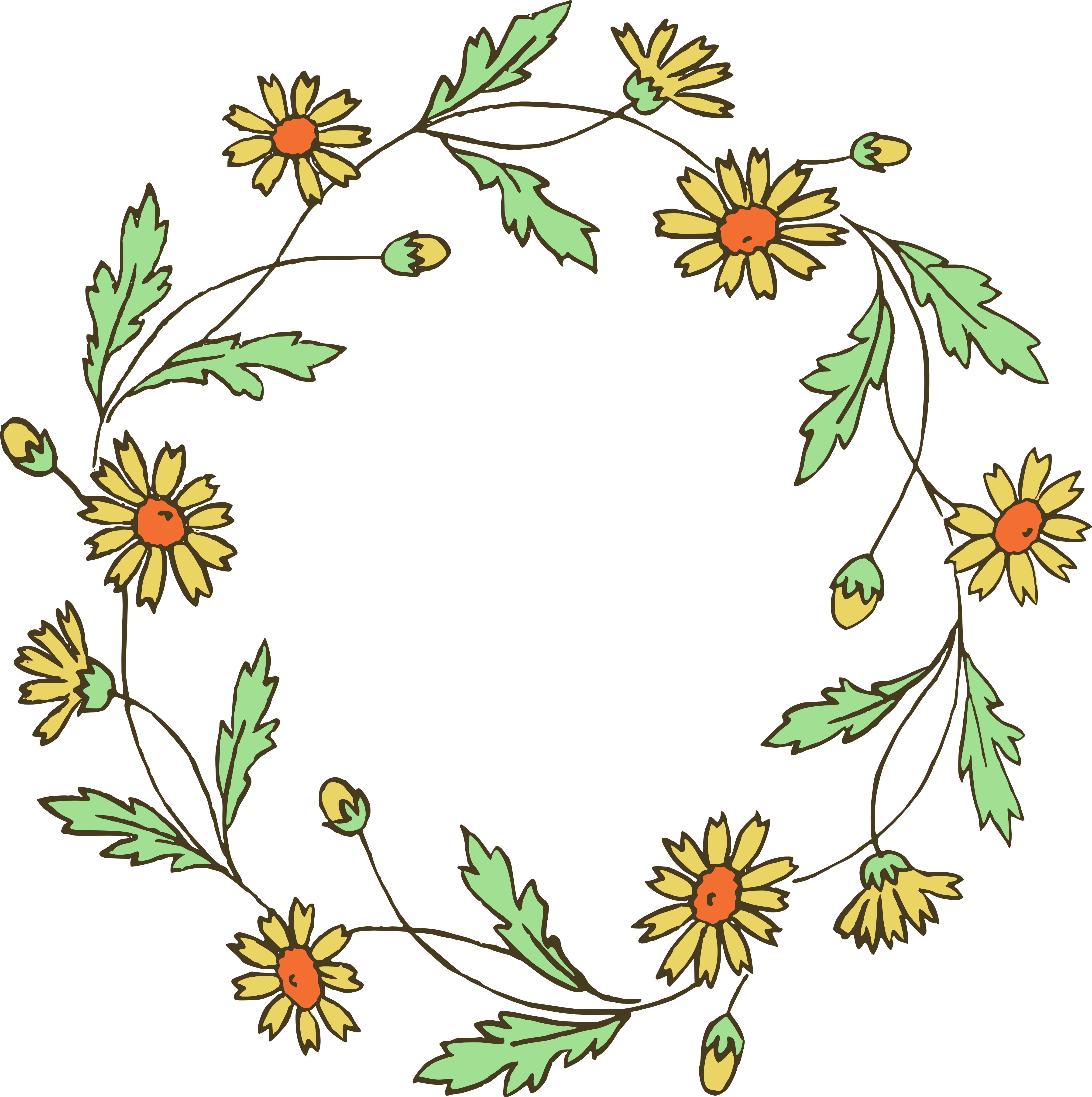 4686x4707 Free Stock Vector � Vintage Floral Frame Borders Clip Wreath Line Drawing