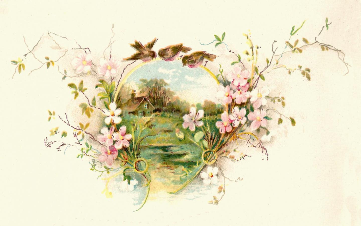 1440x900 Free download Image Vintage Bird Graphic 3 Birds on a Flower Frame Clip Art [1448x903] for your Desktop, Mobile & Tablet. Explore Bird Wallpaper Border Print. Blue Bird Wallpaper