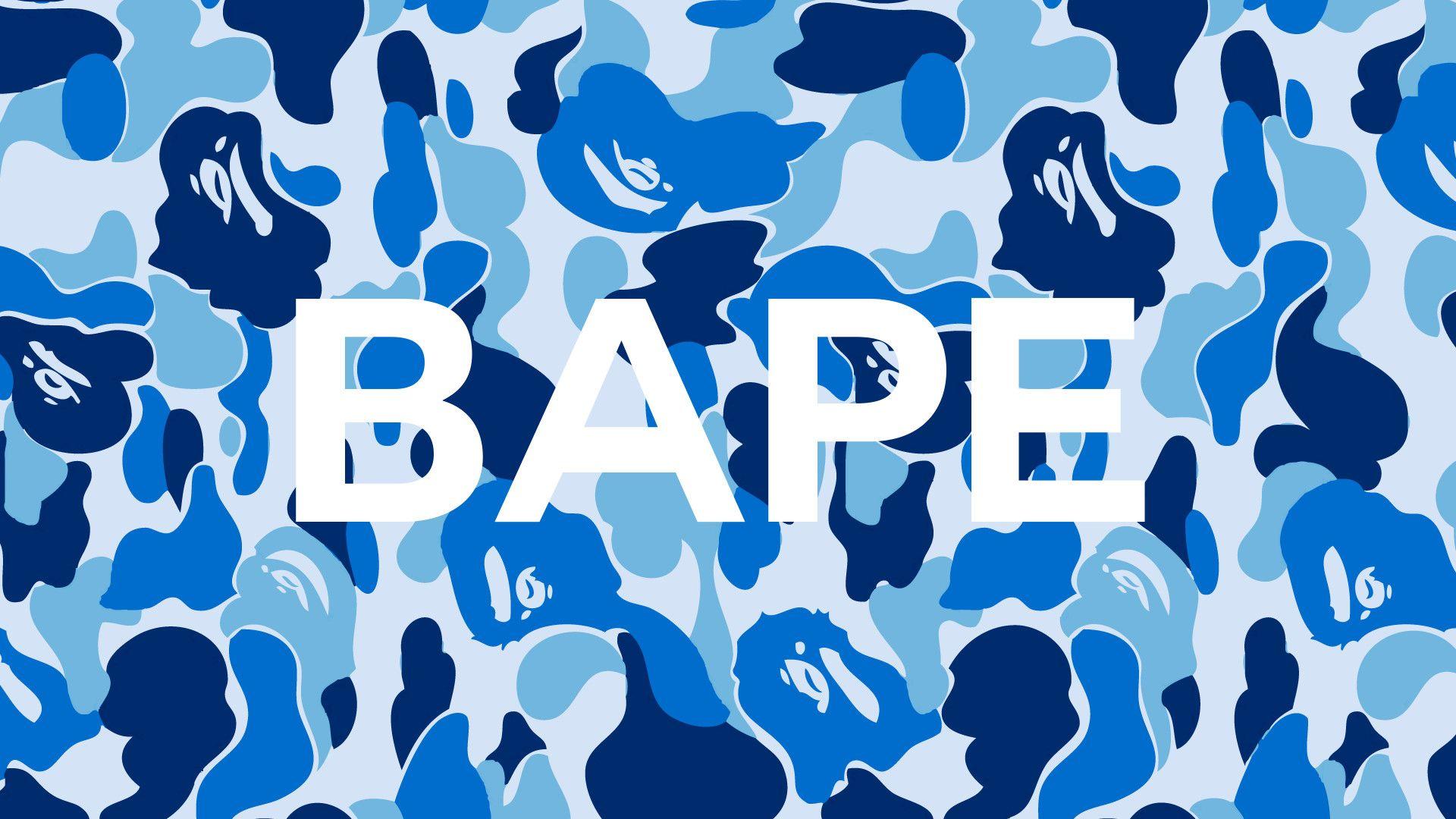 1920x1080 Blue BAPE Camo Logo