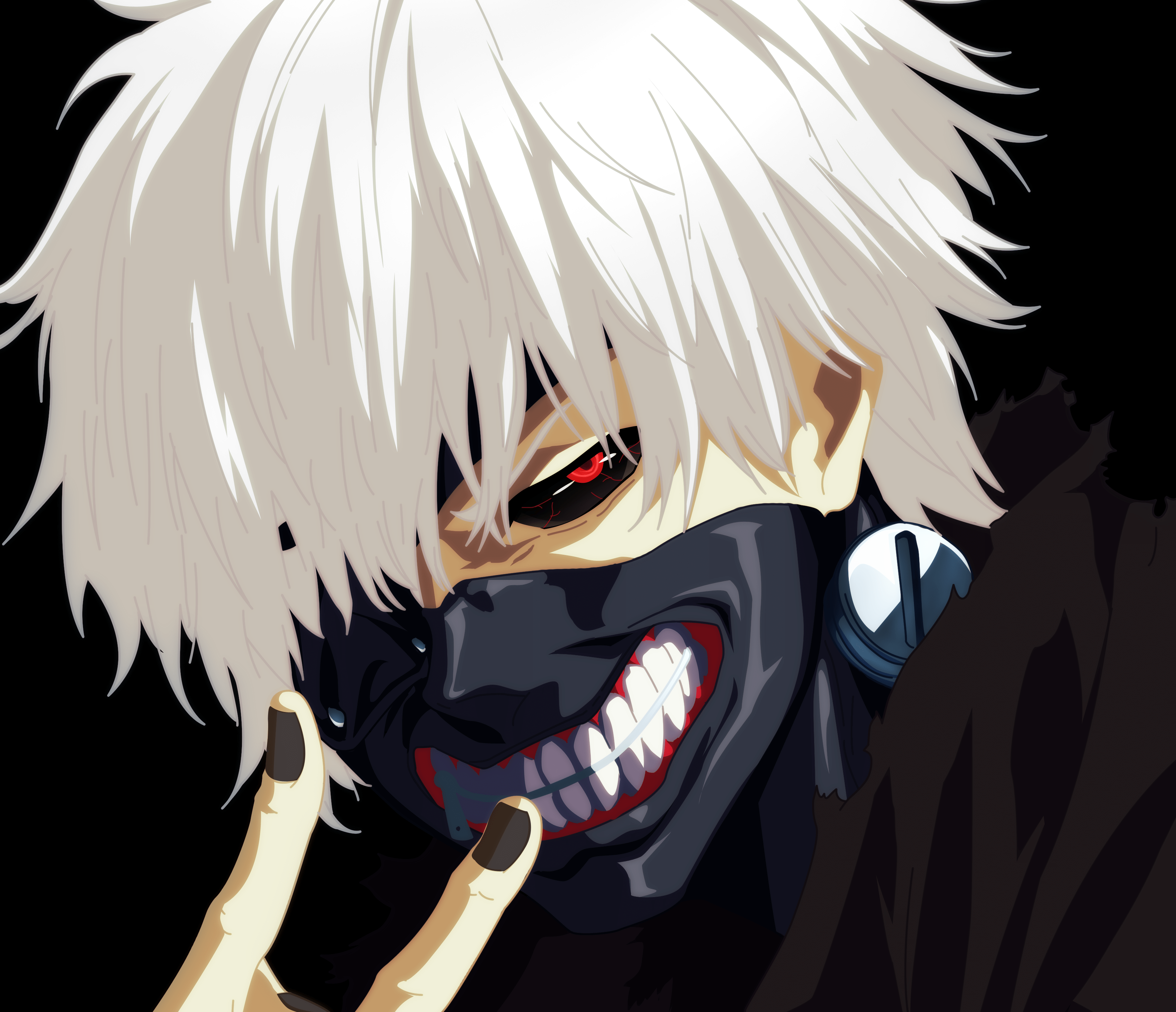 3500x3012 Red Eyes, Boy, White Hair, Tokyo Ghoul, Ken Kaneki, Anime, Teeth, Mask wallpaper