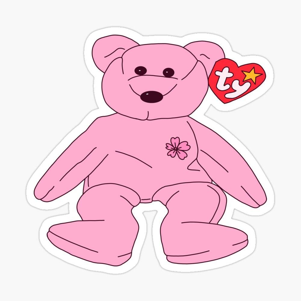 1000x1000 Pink Beanie Baby Bear Sticker by thicker than a sticker. Beanie baby bears, Baby beanie, Pink beanies