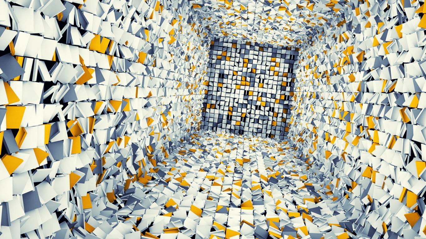 1366x768 White Gray and Yellow 3D Tiles desktop PC and Mac wallpaper