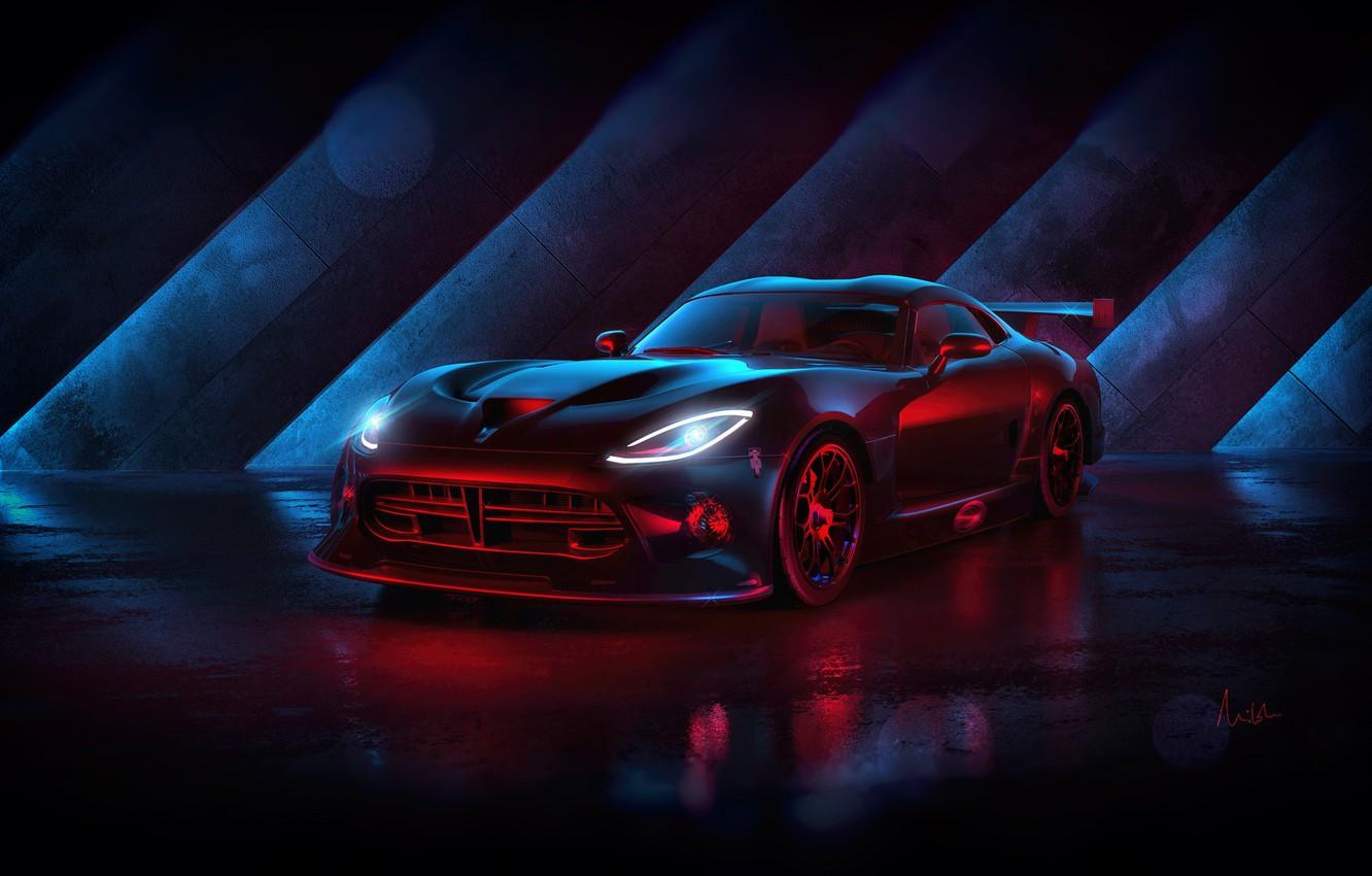1332x850 Wallpaper Auto, Machine, Dodge, Viper, Dodge Viper, Neon, Rendering, Illustration, Synth, Retrowave, Synthwave, New Retro Wave, Futuresynth, Sintav, Retrouve, Outrun image for desktop, section dodge