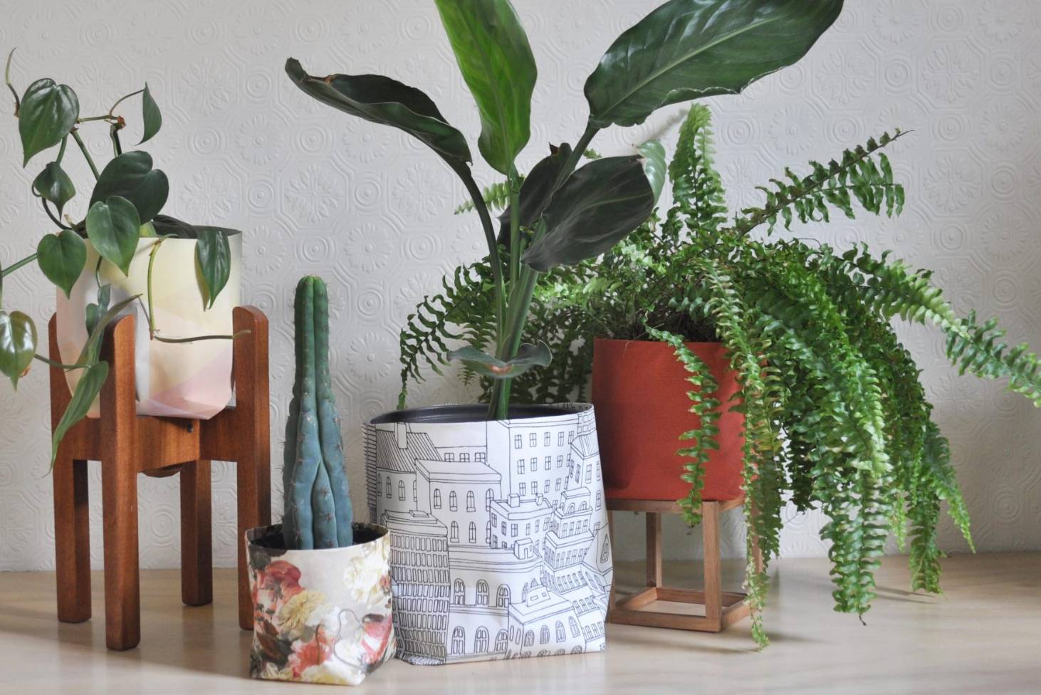 1462x976 How to make DIY wallpaper pot plant covers. Stuff.co.nz