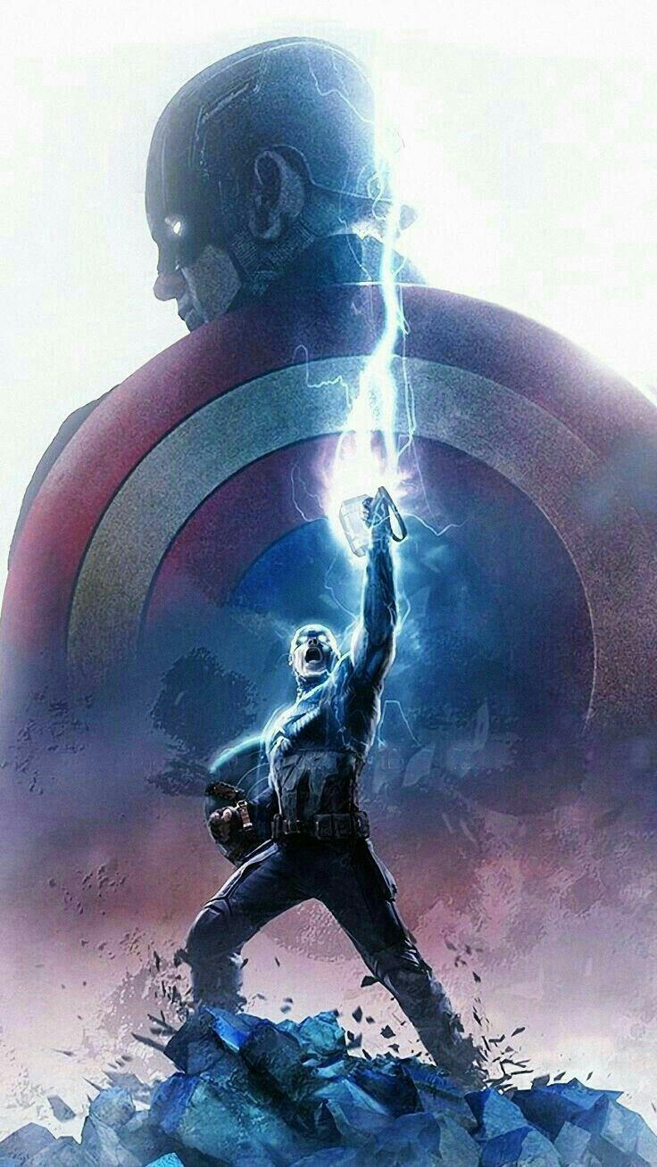 736x1308 Captain America full HD wallpaper art. #Captain on fire