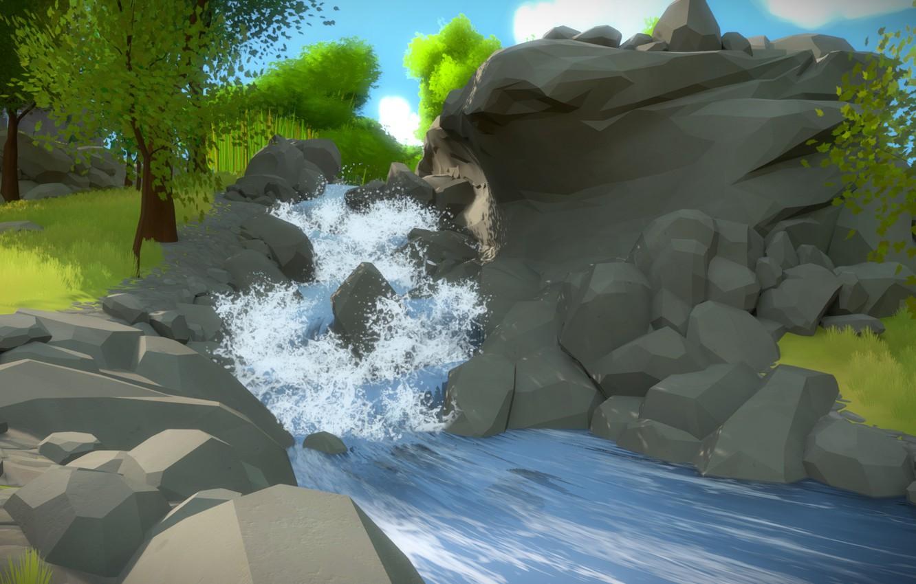 1332x850 Wallpaper landscape, nature, waterfall, the Witness image for desktop, section игры