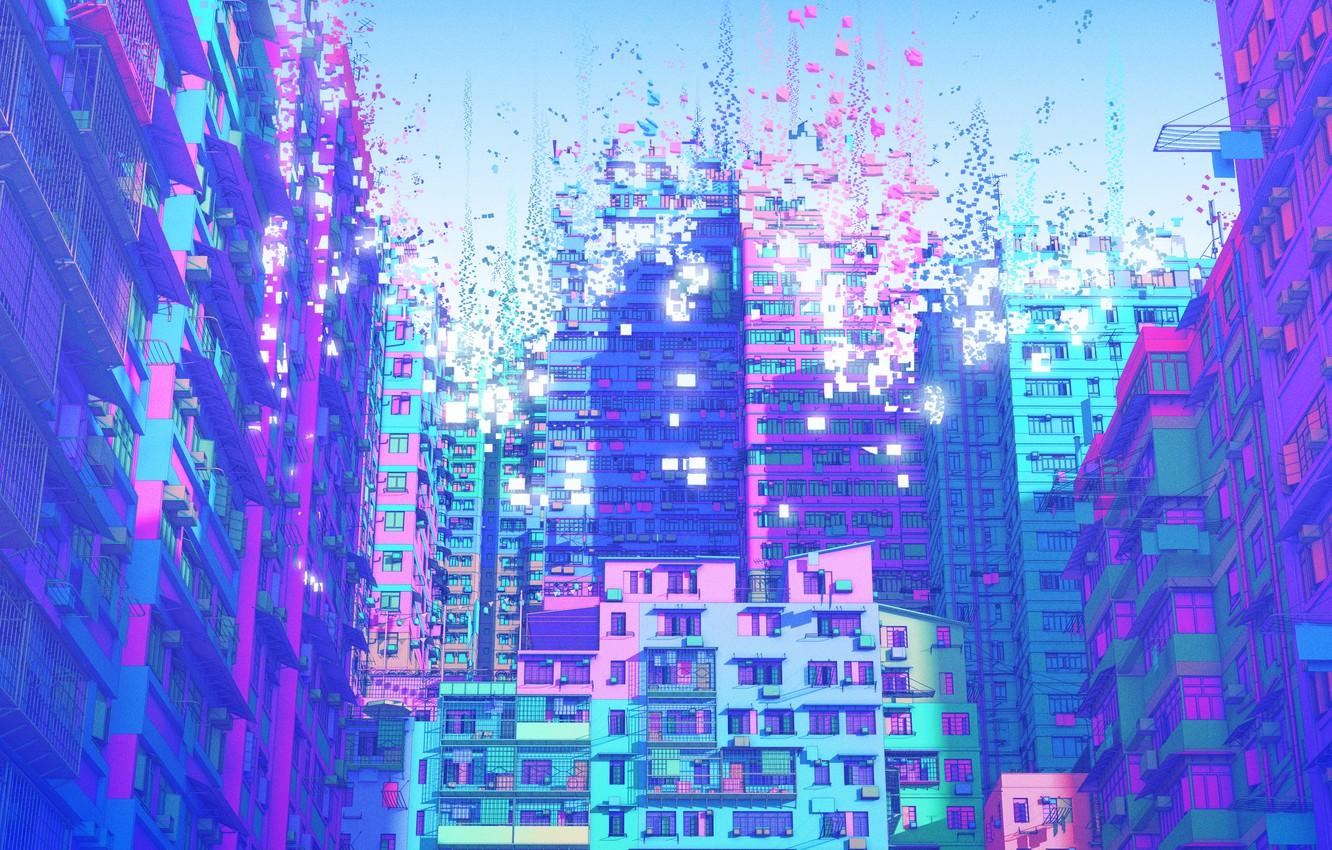 1332x850 Wallpaper Figure, Future, Style, The building, Art, Art, Illustration, Architecture, Cyberpunk, Nick Sullo, by Nick Sullo, MEGA CITY Love Death & Robots Promo Art for The Witness image for desktop, section