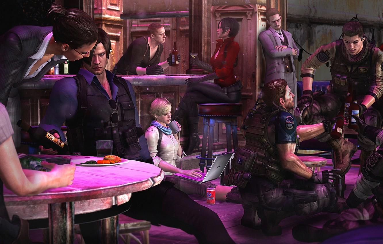 1332x850 Wallpaper biohazard, party, Capcom, Resident Evil Helena Harper, Chris Redfield, Sherry Birkin, Ada Wong, Jake Muller, Piers Nivans, characters, Leon S. Kennedy, Carla Radames, Derek C. Simmons, Ingrid Hannigan image for