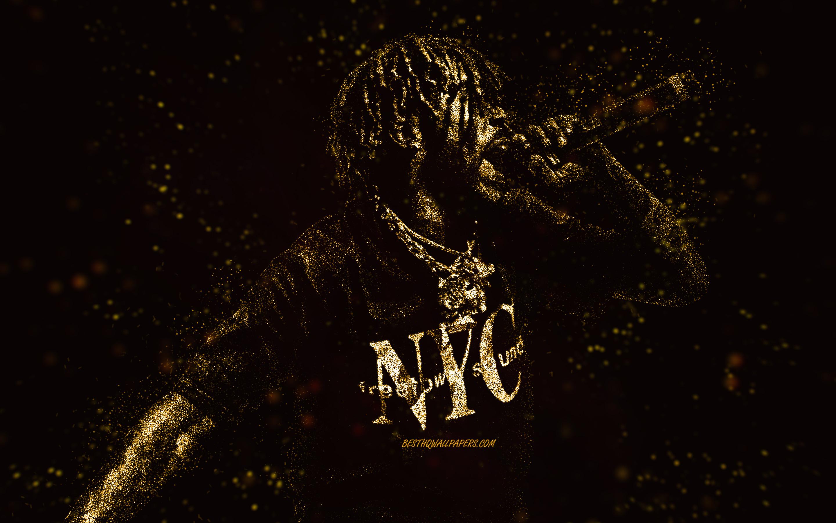 2880x1800 Download wallpaper Lil Uzi Vert, gold glitter art, black background, American rapper, Lil Uzi Vert art, Symere Bysil Woods for desktop with resolution 2880x1800. High Quality HD picture wallpaper