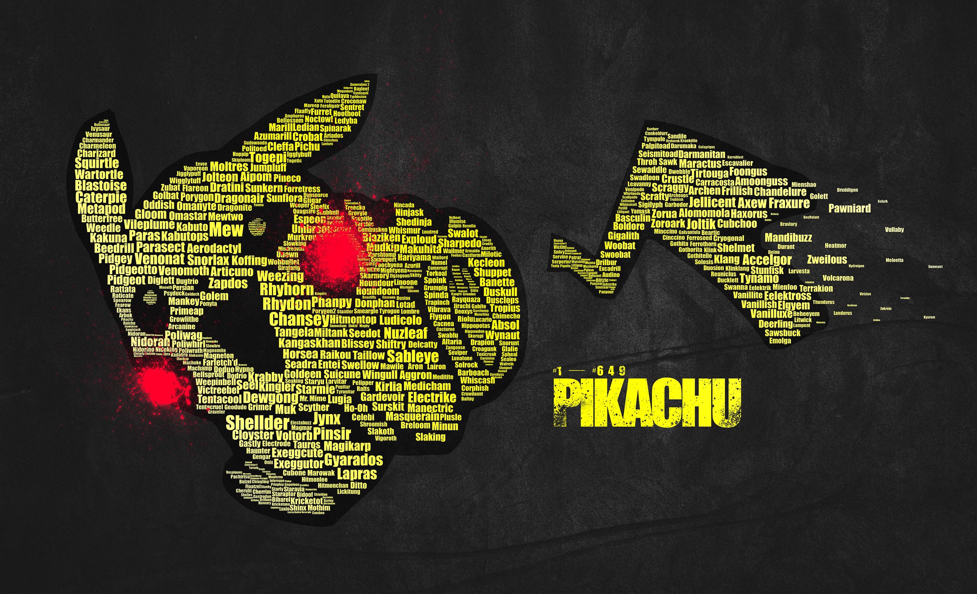 3105x1890 #Pokemon First Generation, #video games, #Pikachu, #typography, wallpaper. Mocah HD Wallpaper
