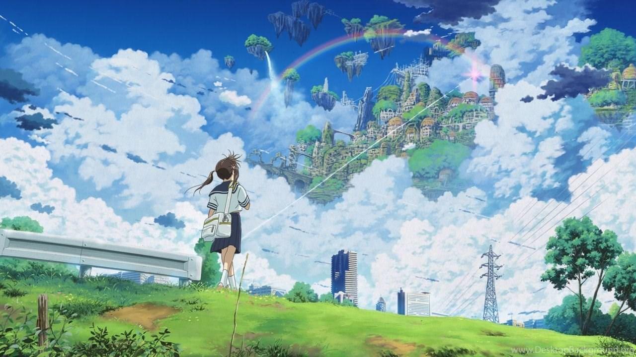 1280x720 Blue Anime Scenery HD Wallpaper Desktop Background